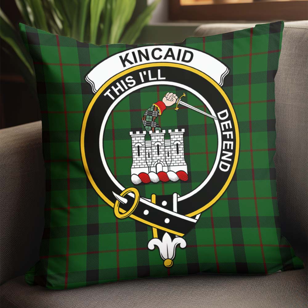 Kincaid Tartan Pillow Cover with Family Crest - Tartanvibesclothing