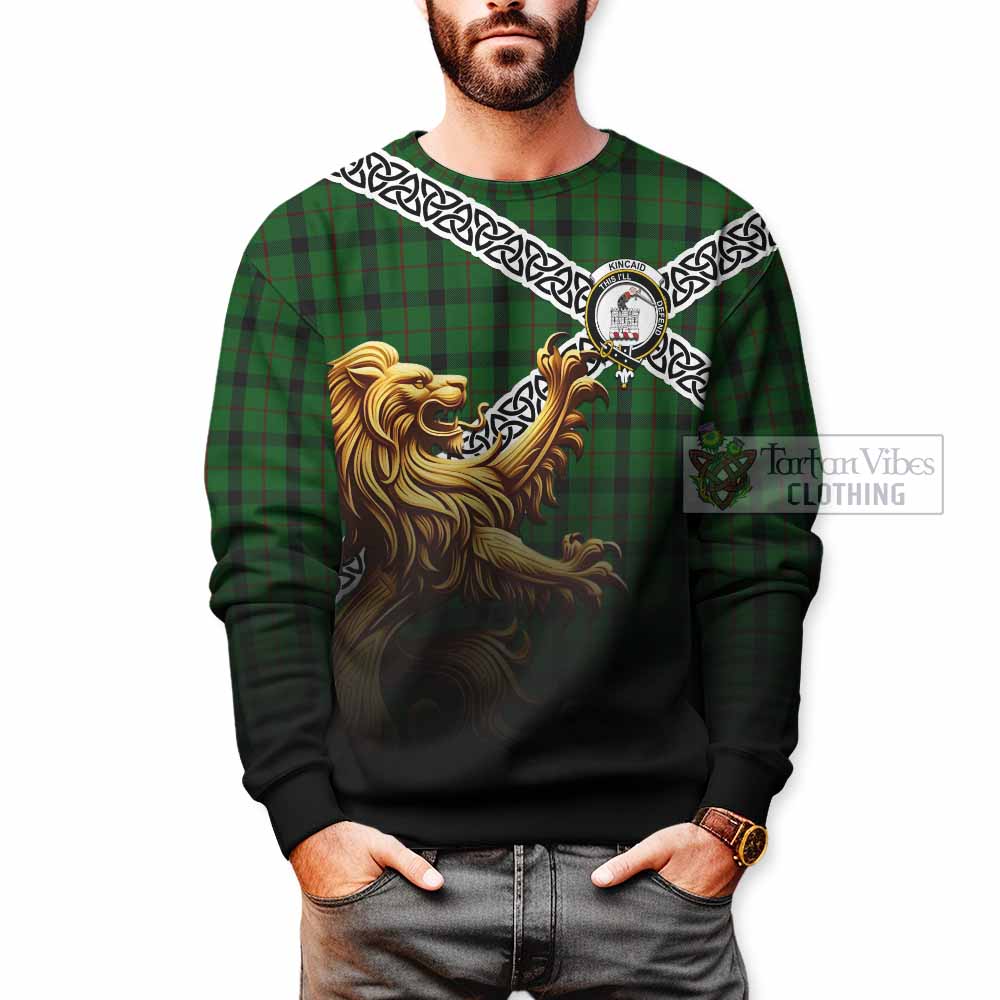 Kincaid Crest Tartan Sweatshirt with Golden Lion Emblem Celtic Style - Tartan Vibes Clothing