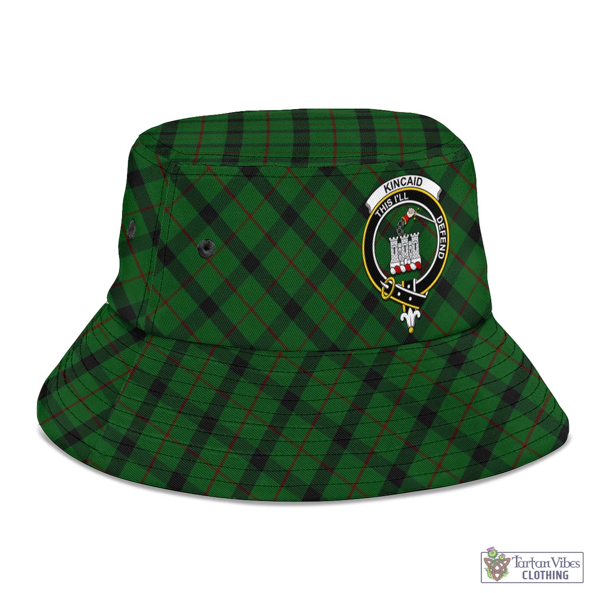 Tartan Vibes Clothing Kincaid Tartan Bucket Hat with Family Crest