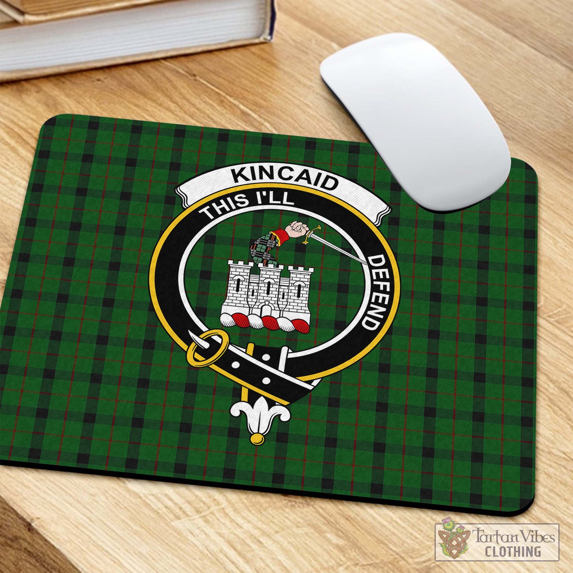 Tartan Vibes Clothing Kincaid Tartan Mouse Pad with Family Crest