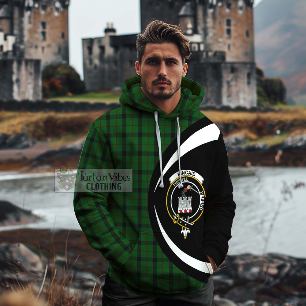 Tartan Vibes Clothing Kincaid Tartan Cotton Hoodie with Family Crest Circle Style