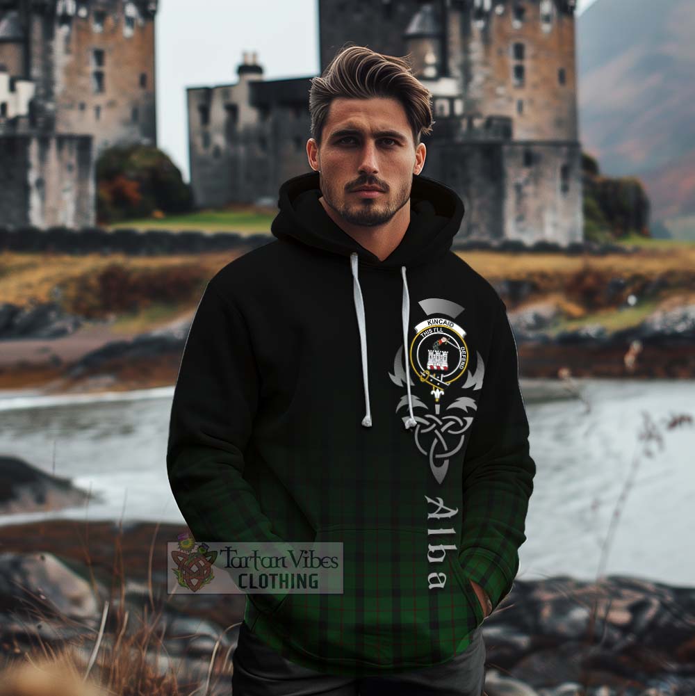 Tartan Vibes Clothing Kincaid Tartan Cotton Hoodie Featuring Alba Gu Brath Family Crest Celtic Inspired