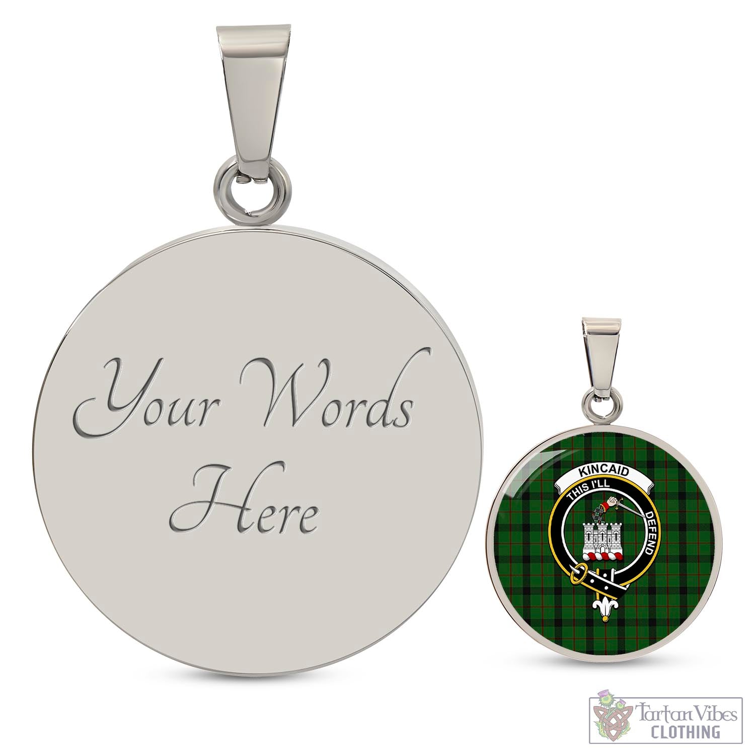 Tartan Vibes Clothing Kincaid Tartan Circle Necklace with Family Crest