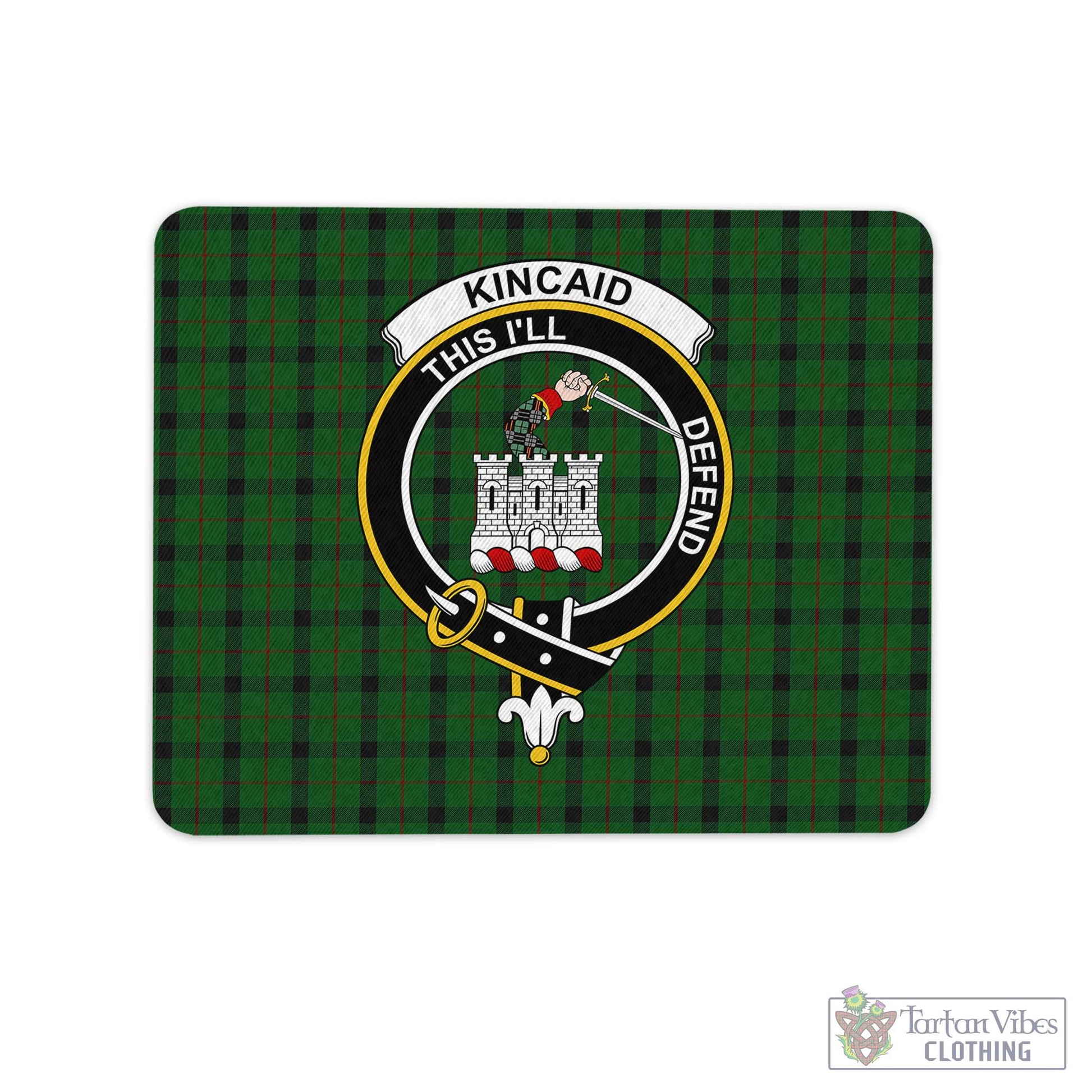 Tartan Vibes Clothing Kincaid Tartan Mouse Pad with Family Crest