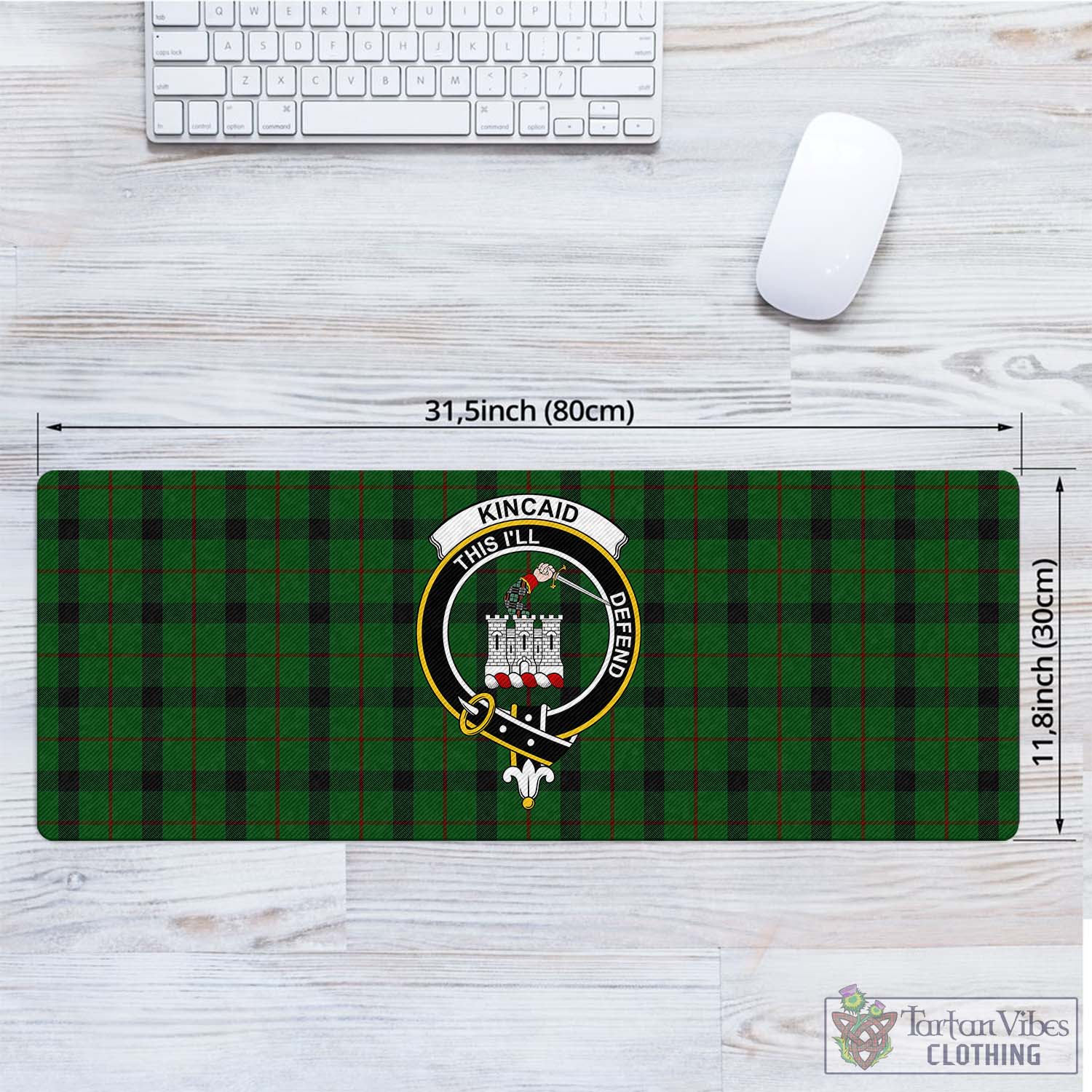 Tartan Vibes Clothing Kincaid Tartan Mouse Pad with Family Crest