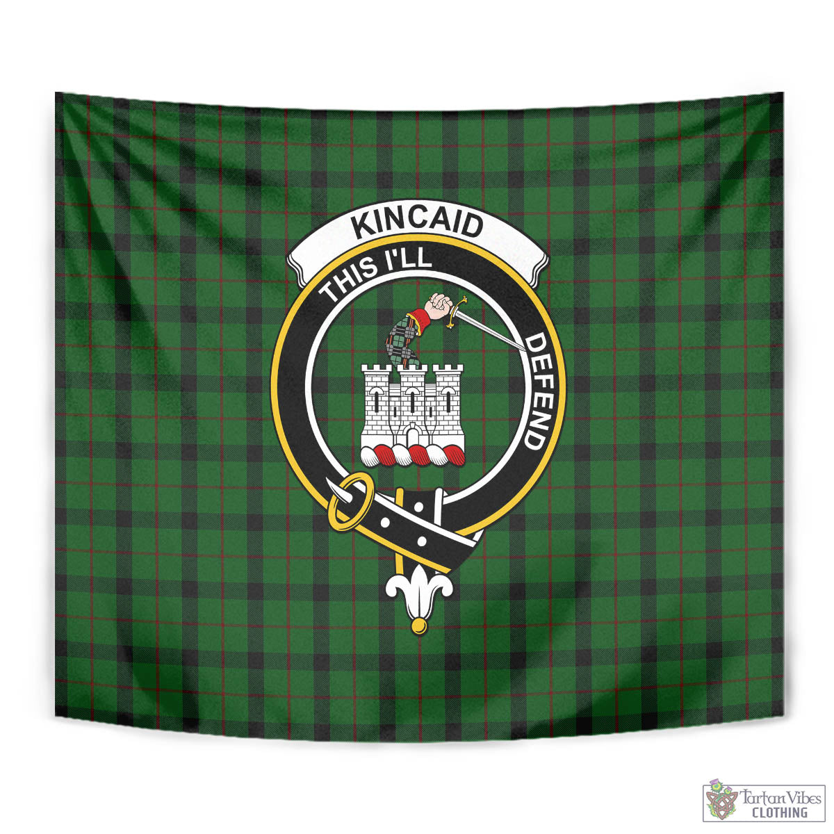 Tartan Vibes Clothing Kincaid Tartan Tapestry Wall Hanging and Home Decor for Room with Family Crest