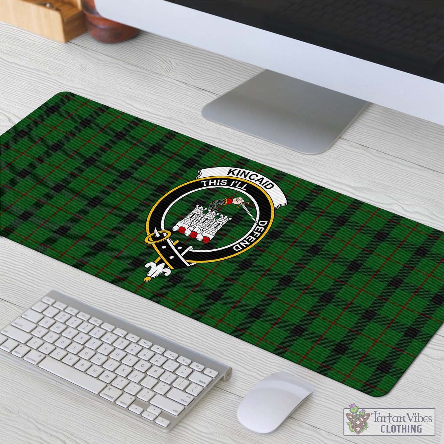 Tartan Vibes Clothing Kincaid Tartan Mouse Pad with Family Crest