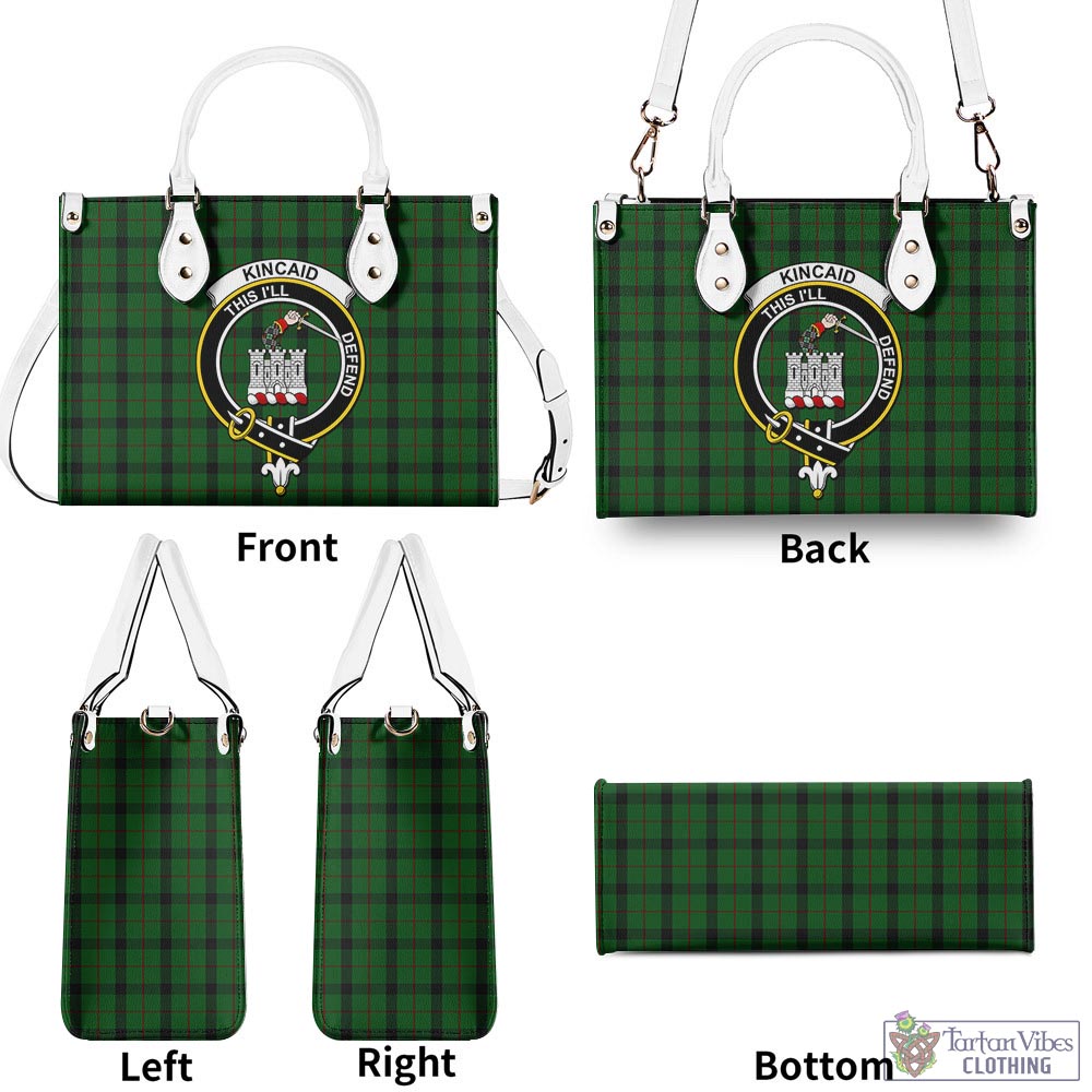 Tartan Vibes Clothing Kincaid Tartan Luxury Leather Handbags with Family Crest