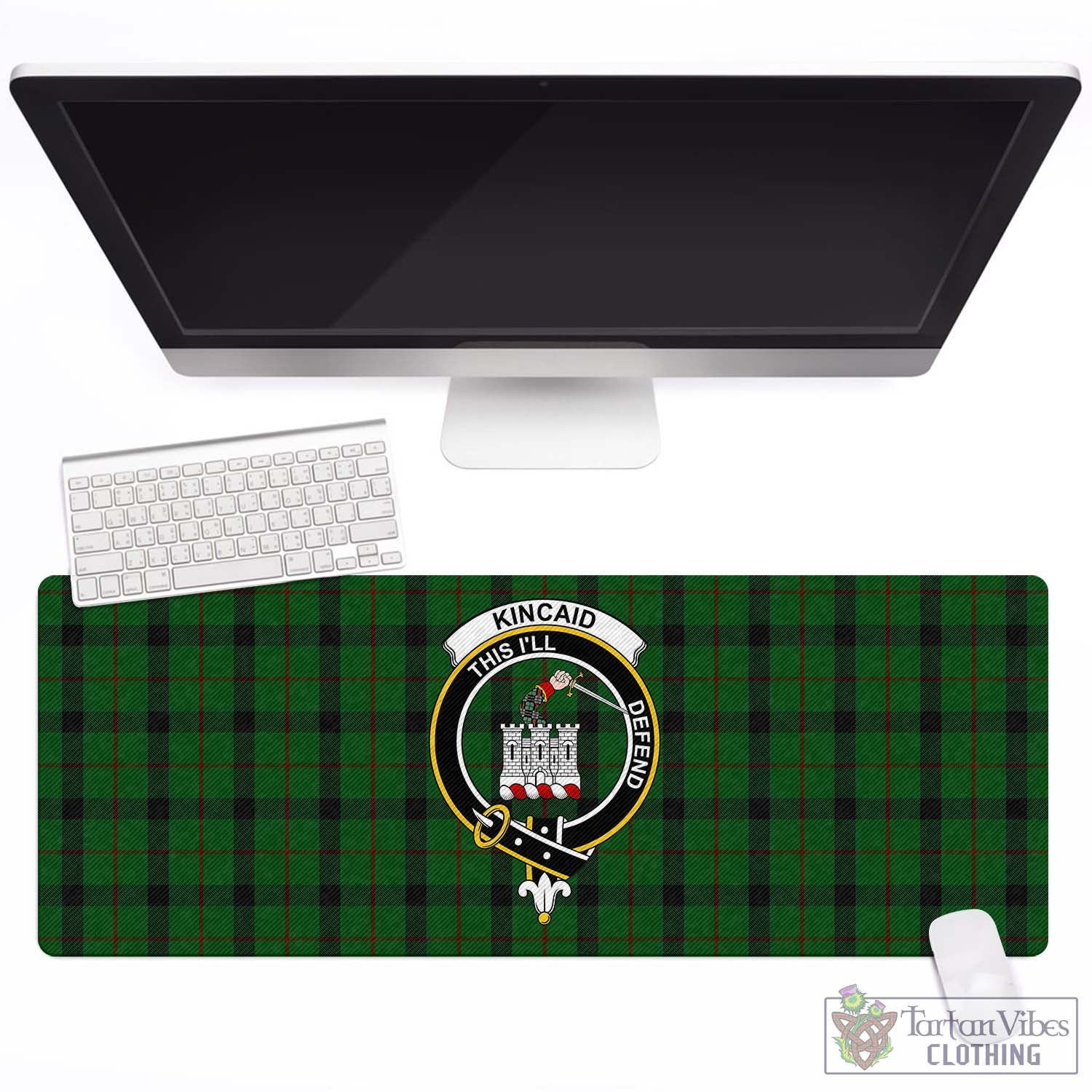 Tartan Vibes Clothing Kincaid Tartan Mouse Pad with Family Crest