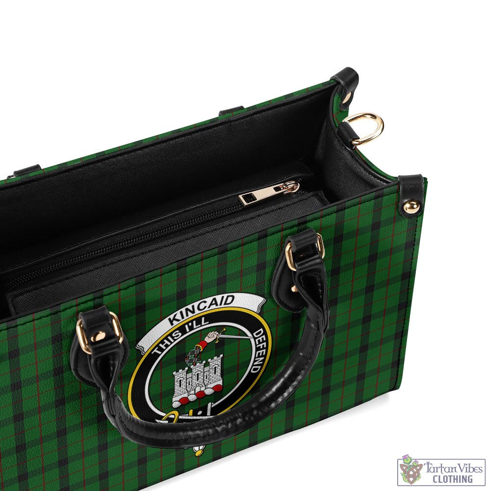 Tartan Vibes Clothing Kincaid Tartan Luxury Leather Handbags with Family Crest