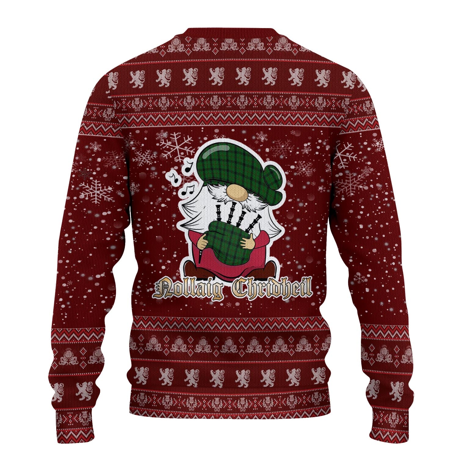 Kincaid Clan Christmas Family Knitted Sweater with Funny Gnome Playing Bagpipes - Tartanvibesclothing