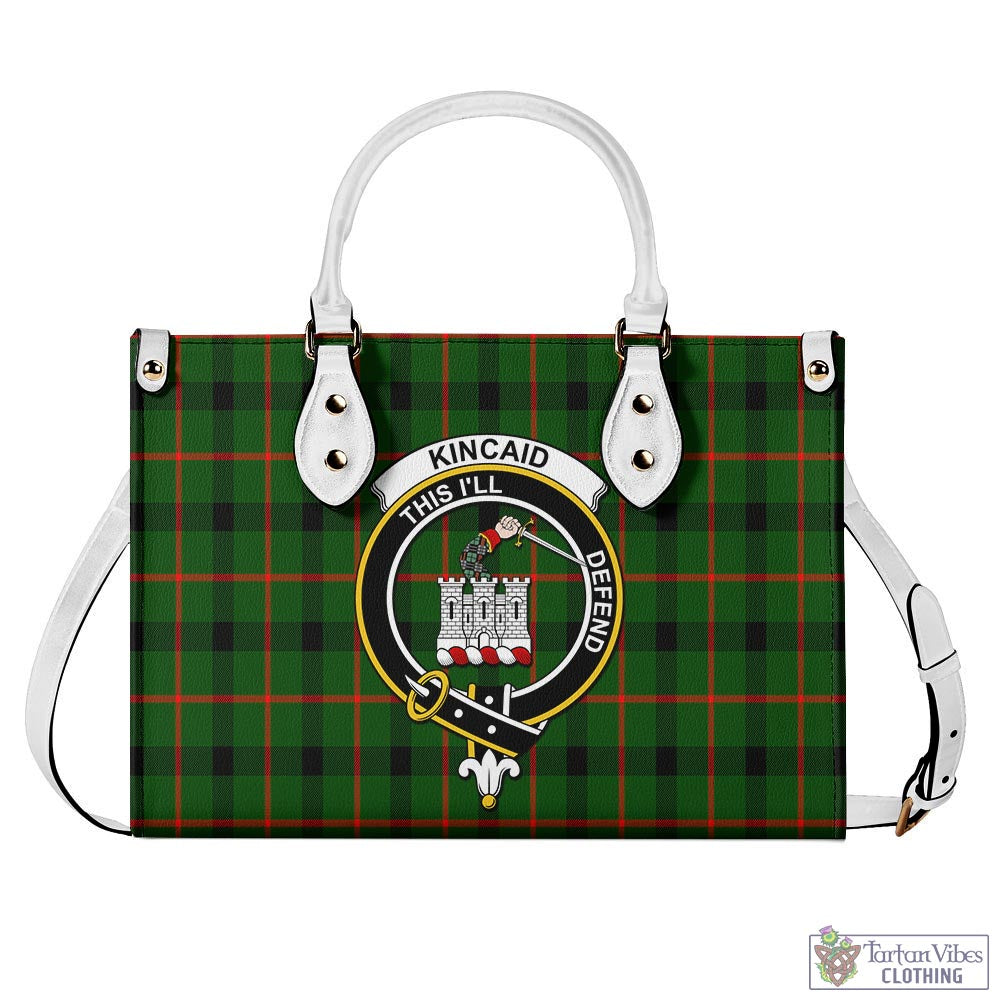 Tartan Vibes Clothing Kincaid Modern Tartan Luxury Leather Handbags with Family Crest