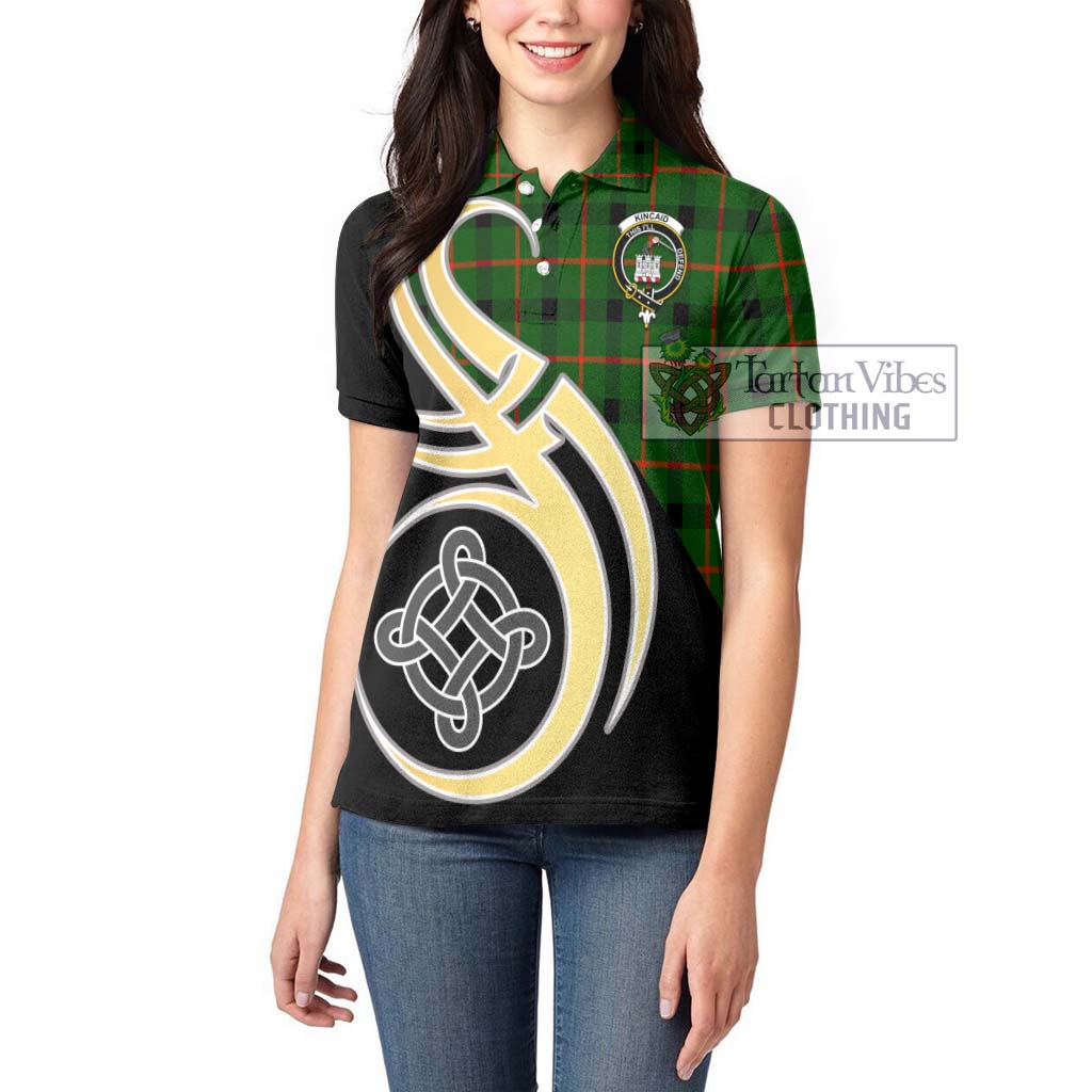 Kincaid Modern Tartan Women's Polo Shirt with Family Crest and Celtic Symbol Style Women - Tartan Vibes Clothing