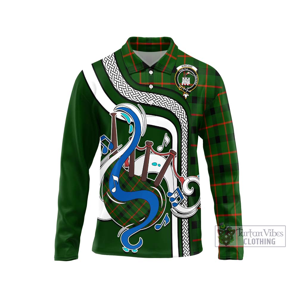 Tartan Vibes Clothing Kincaid Modern Tartan Long Sleeve Polo Shirt with Epic Bagpipe Style