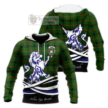 Kincaid Modern Tartan Knitted Hoodie with Alba Gu Brath Regal Lion Emblem