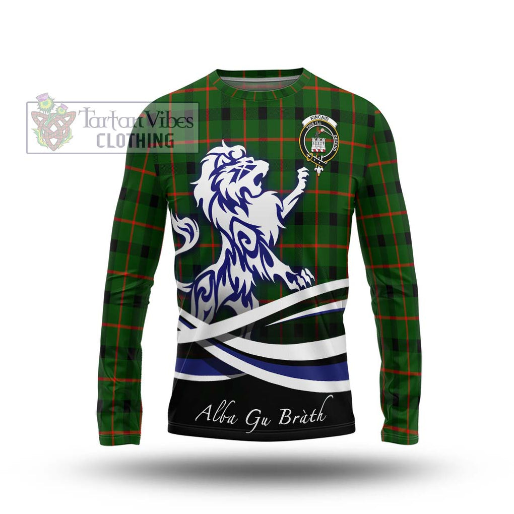 Kincaid Modern Tartan Long Sleeve T-Shirt with Alba Gu Brath Regal Lion Emblem Unisex - Tartanvibesclothing Shop