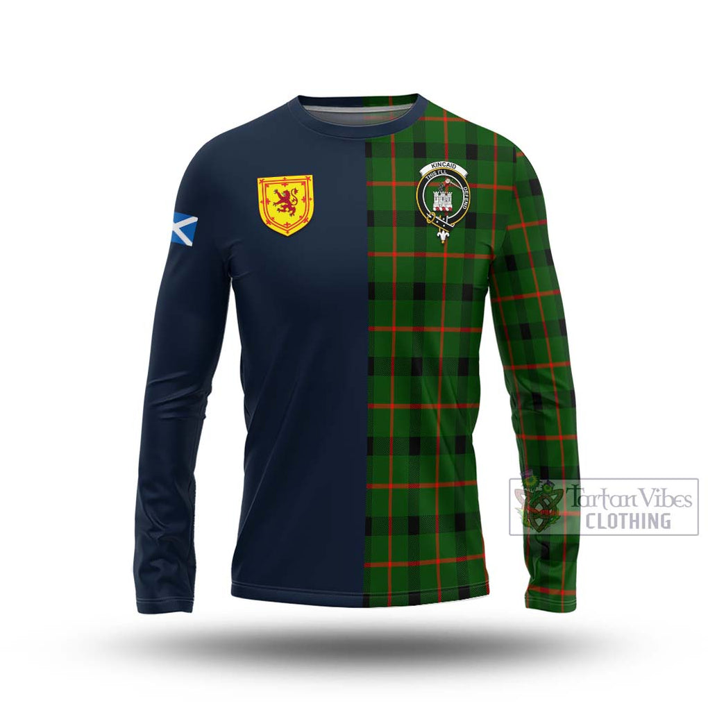 Tartan Vibes Clothing Kincaid Modern Tartan Long Sleeve T-Shirt with Scottish Lion Royal Arm Half Style