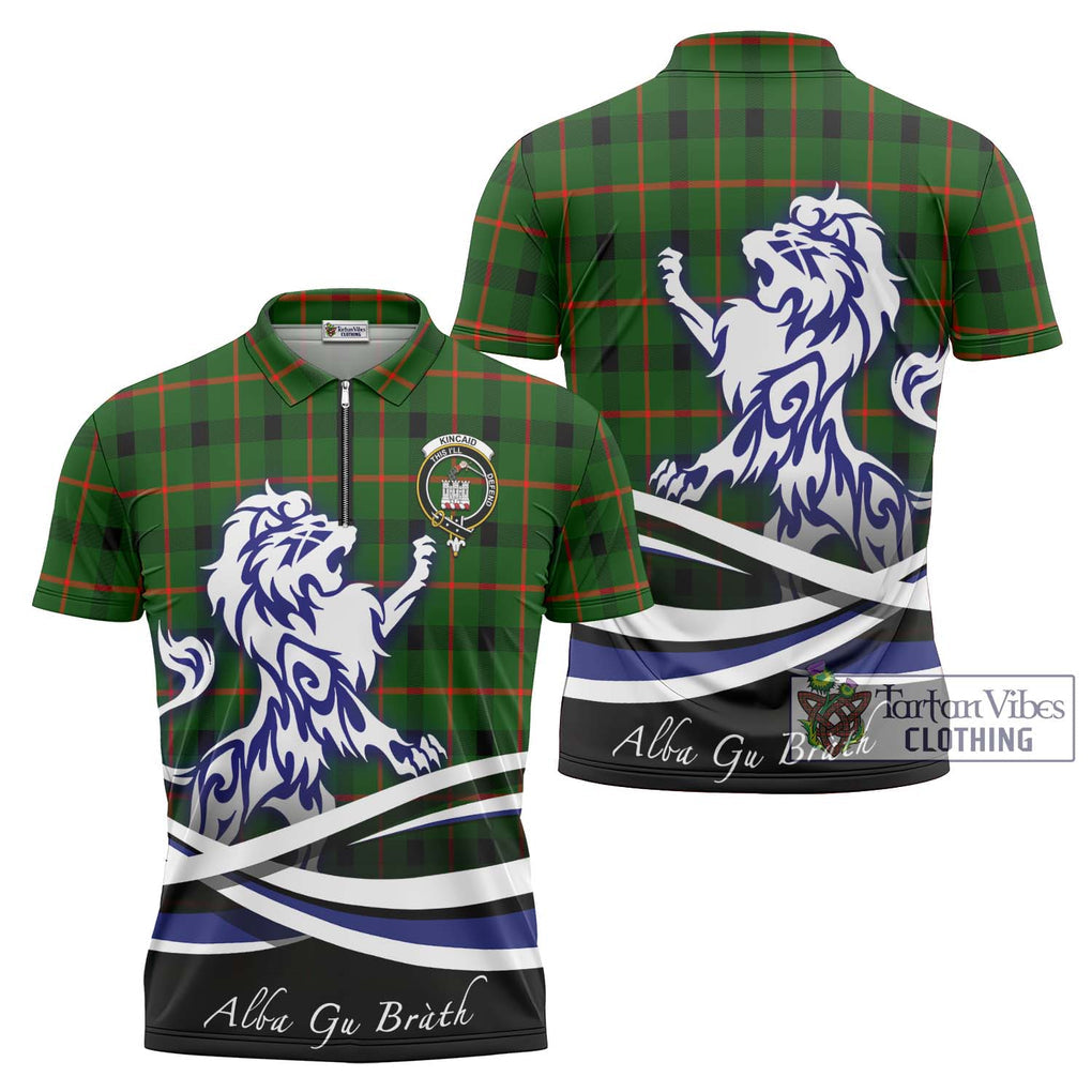 Kincaid Modern Tartan Zipper Polo Shirt with Alba Gu Brath Regal Lion Emblem Unisex - Tartanvibesclothing Shop