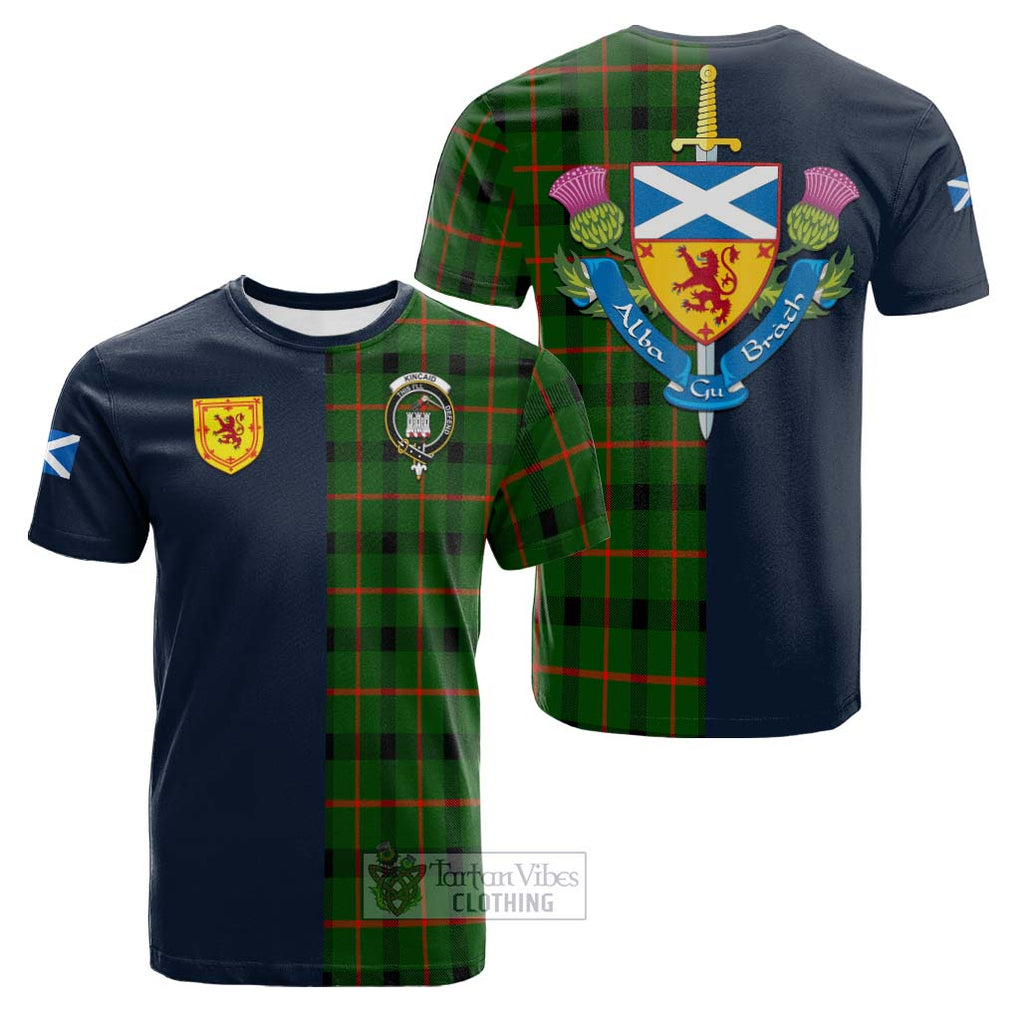 Tartan Vibes Clothing Kincaid Modern Tartan Cotton T-shirt with Scottish Lion Royal Arm Half Style