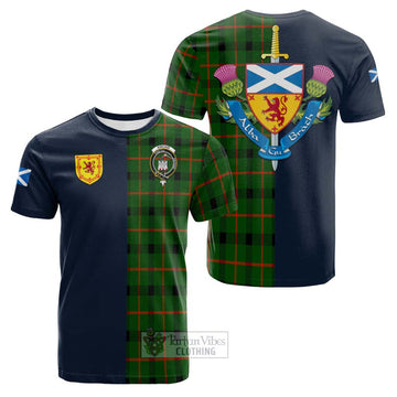 Kincaid Modern Tartan Cotton T-shirt Alba with Scottish Lion Royal Arm Half Style