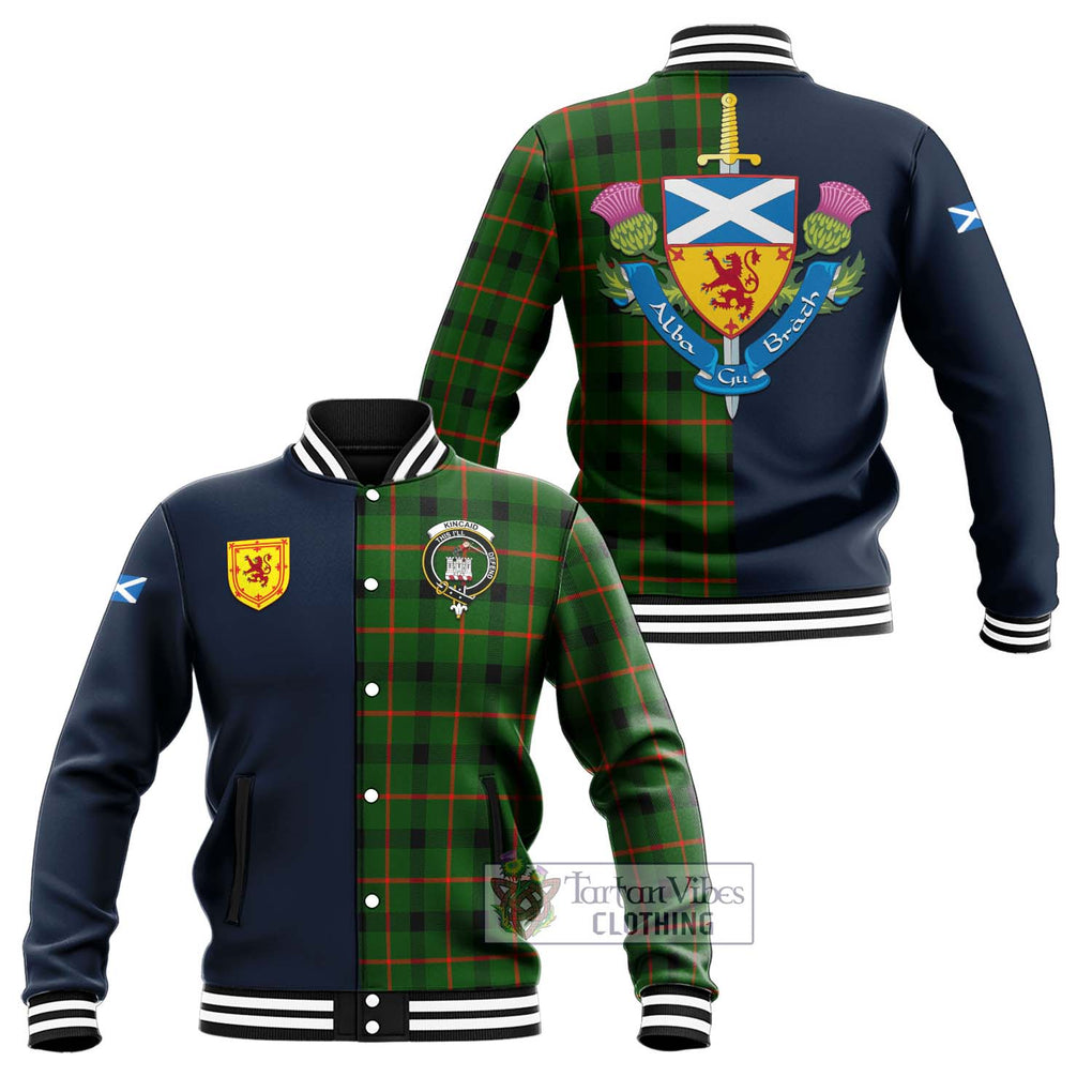 Tartan Vibes Clothing Kincaid Modern Tartan Baseball Jacket with Scottish Lion Royal Arm Half Style