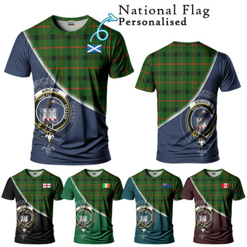 Kincaid Modern Tartan T-Shirt with Personalised National Flag and Family Crest Half Style