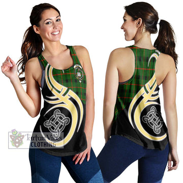 Kincaid Modern Tartan Women's Racerback Tanks with Family Crest and Celtic Symbol Style