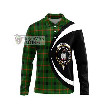 Kincaid Modern Tartan Long Sleeve Polo Shirt with Family Crest Circle Style