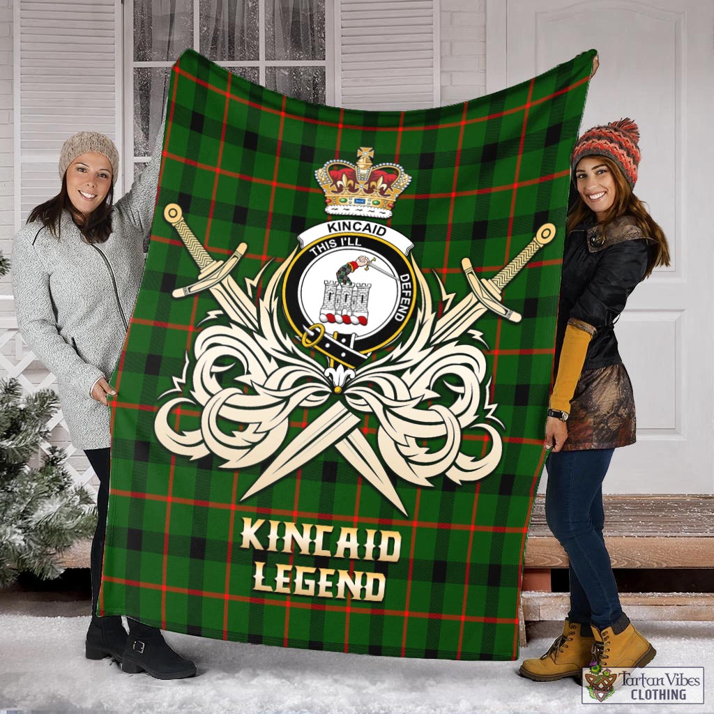 Tartan Vibes Clothing Kincaid Modern Tartan Blanket with Clan Crest and the Golden Sword of Courageous Legacy