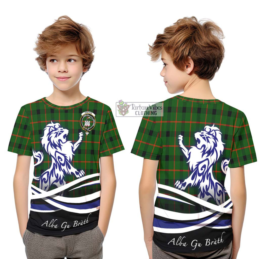 Kincaid Modern Tartan Kid T-Shirt with Alba Gu Brath Regal Lion Emblem Youth XL Size14 - Tartanvibesclothing Shop