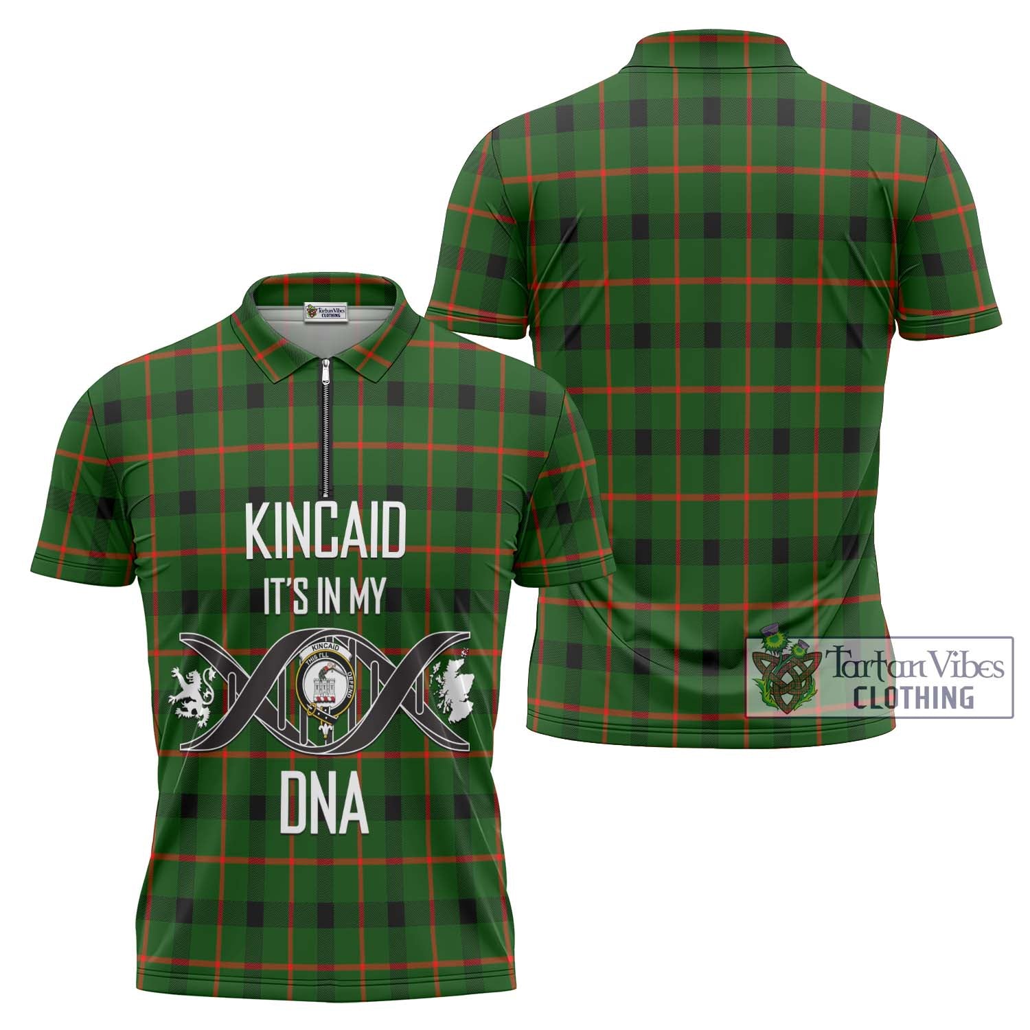 Tartan Vibes Clothing Kincaid Modern Tartan Zipper Polo Shirt with Family Crest DNA In Me Style