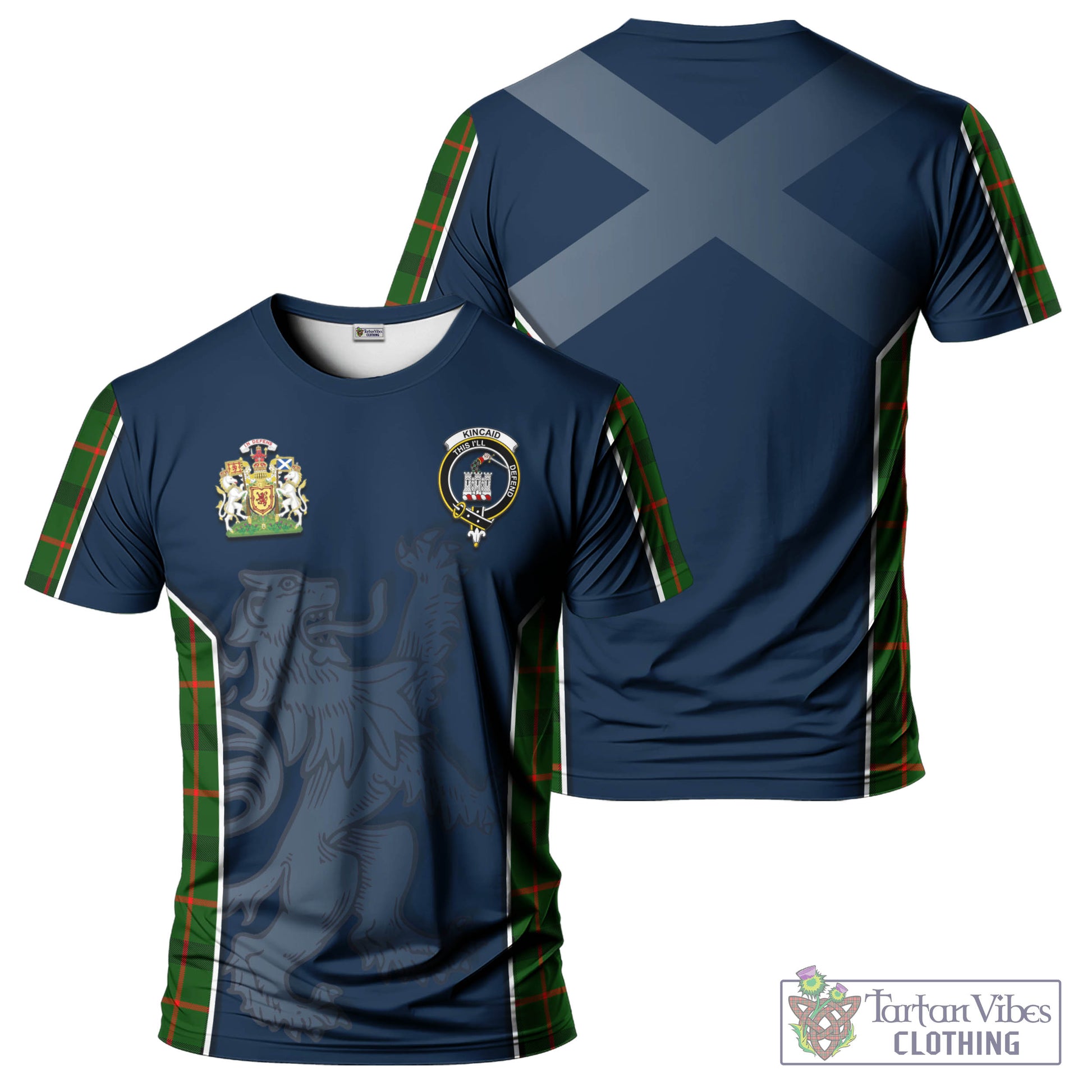 Tartan Vibes Clothing Kincaid Modern Tartan T-Shirt with Family Crest and Lion Rampant Vibes Sport Style