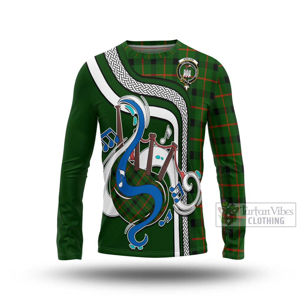 Tartan Vibes Clothing Kincaid Modern Tartan Long Sleeve T-Shirt with Epic Bagpipe Style