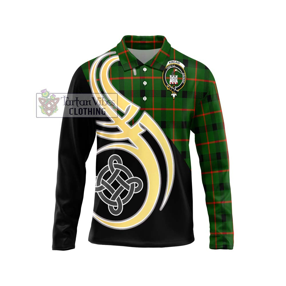 Kincaid Modern Tartan Long Sleeve Polo Shirt with Family Crest and Celtic Symbol Style Unisex - Tartan Vibes Clothing