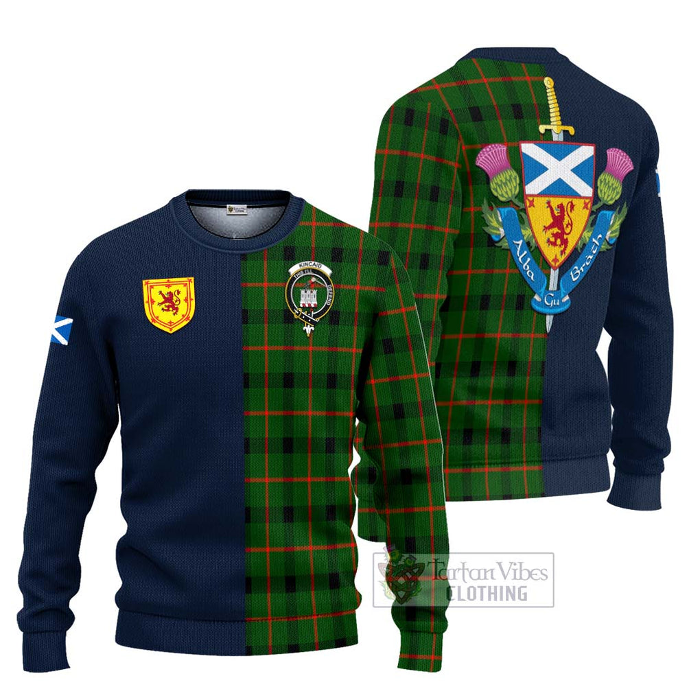 Tartan Vibes Clothing Kincaid Modern Tartan Knitted Sweater with Scottish Lion Royal Arm Half Style