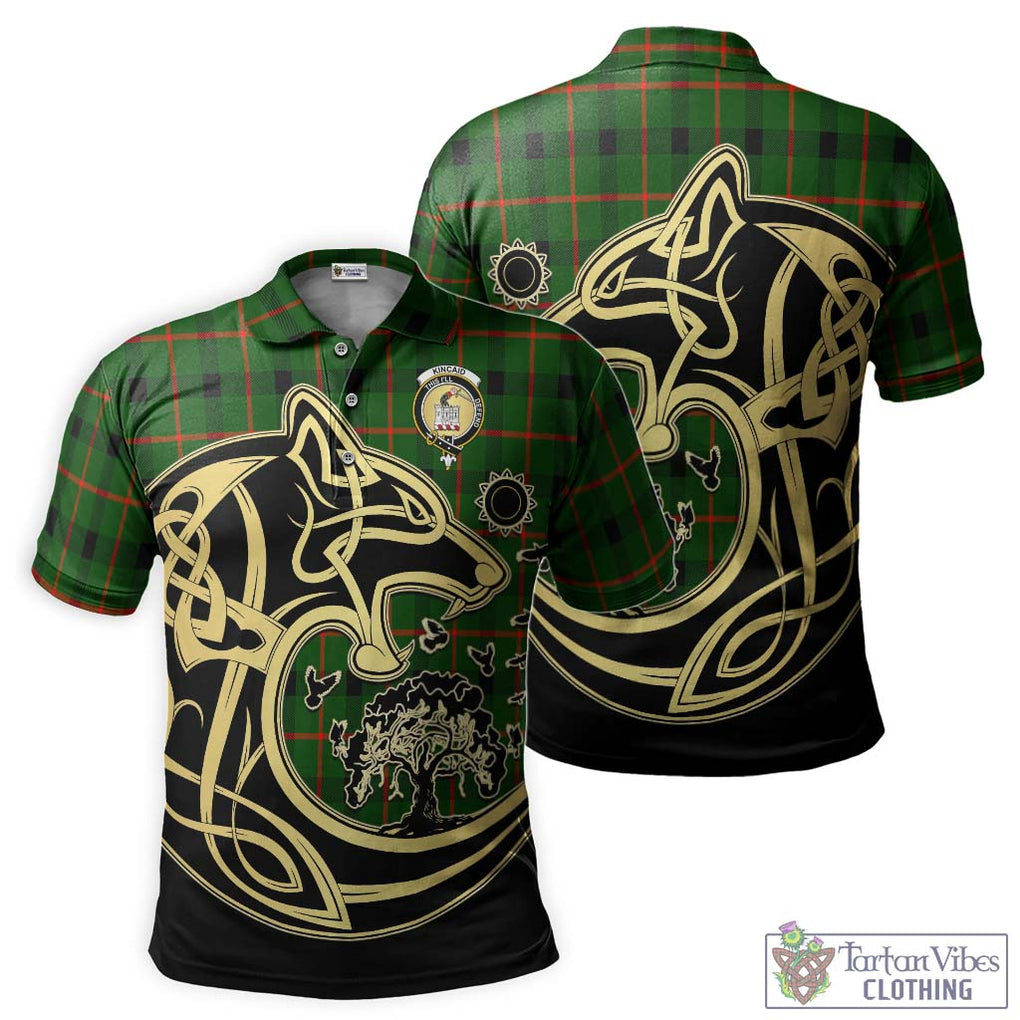 Kincaid Modern Tartan Polo Shirt with Family Crest Celtic Wolf Style Kid - Tartanvibesclothing Shop