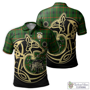 Kincaid Modern Tartan Polo Shirt with Family Crest Celtic Wolf Style