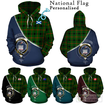 Kincaid Modern Tartan Hoodie with Personalised National Flag and Family Crest Half Style