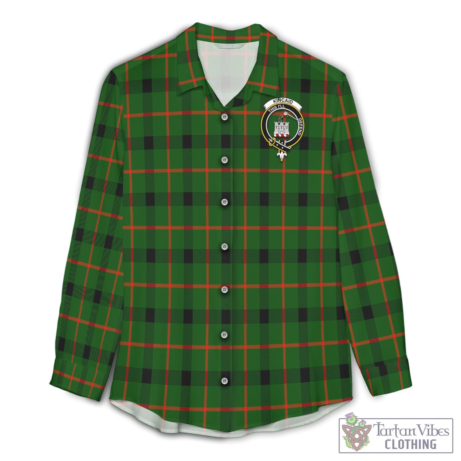 Tartan Vibes Clothing Kincaid Modern Tartan Womens Casual Shirt with Family Crest