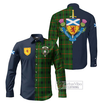 Kincaid Modern Tartan Long Sleeve Button Shirt Alba with Scottish Lion Royal Arm Half Style