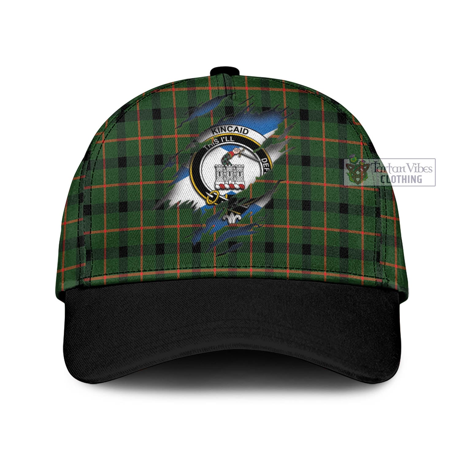 Tartan Vibes Clothing Kincaid Modern Tartan Classic Cap with Family Crest In Me Style