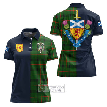 Kincaid Modern Tartan Women's Polo Shirt Alba with Scottish Lion Royal Arm Half Style