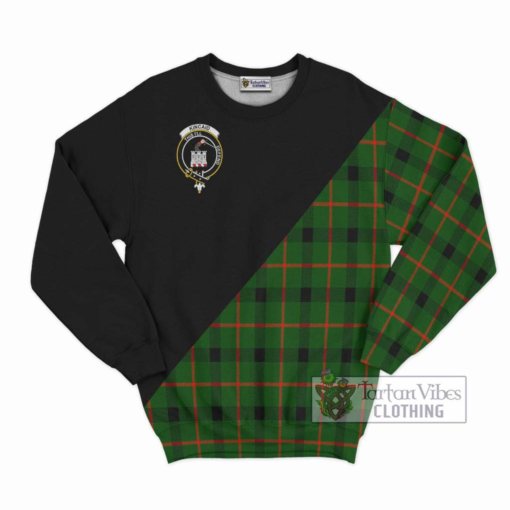 Kincaid Modern Tartan Sweatshirt with Family Crest and Military Logo Style - Tartanvibesclothing Shop