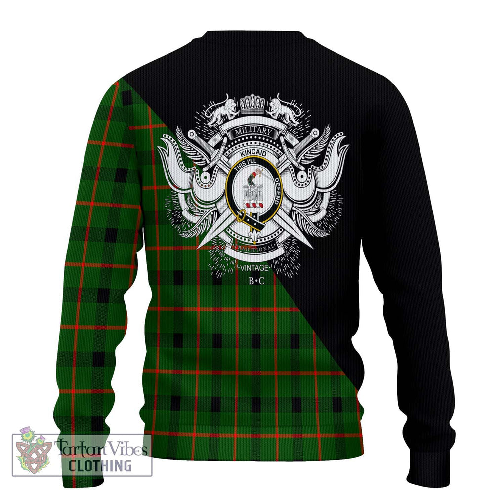 Kincaid Modern Tartan Knitted Sweater with Family Crest and Military Logo Style - Tartanvibesclothing Shop