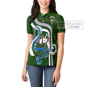 Kincaid Modern Tartan Women's Polo Shirt with Epic Bagpipe Style