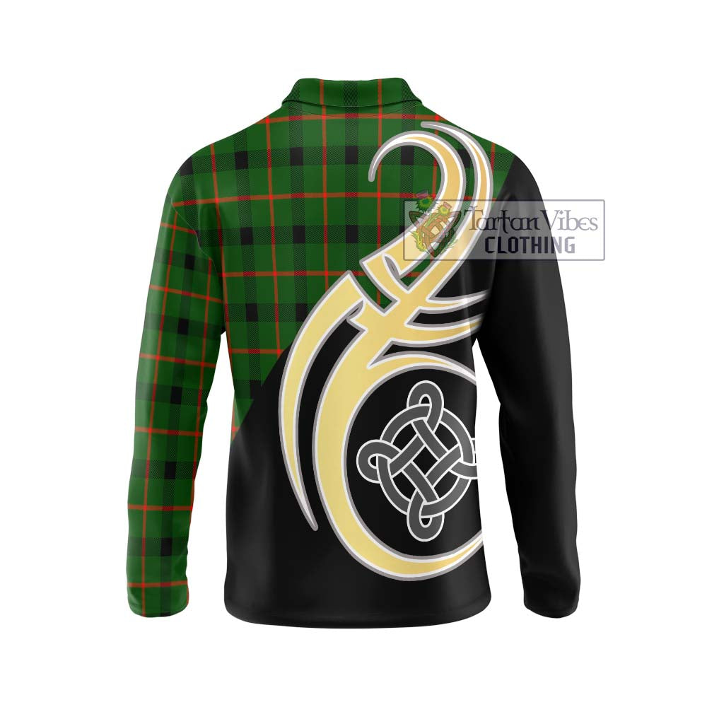 Kincaid Modern Tartan Long Sleeve Polo Shirt with Family Crest and Celtic Symbol Style - Tartan Vibes Clothing