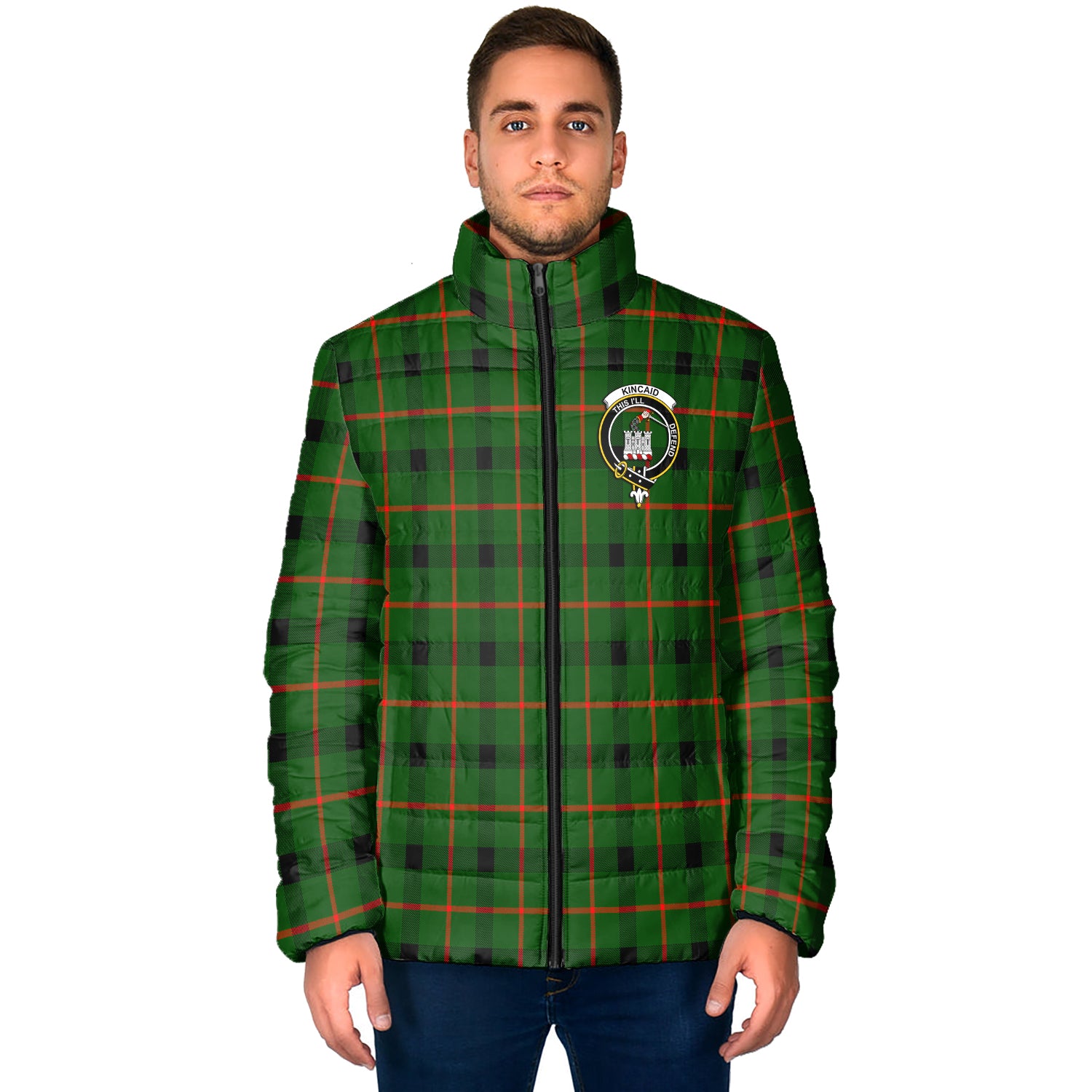 Kincaid Modern Tartan Padded Jacket with Family Crest - Tartanvibesclothing