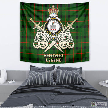 Kincaid Modern Tartan Tapestry with Clan Crest and the Golden Sword of Courageous Legacy