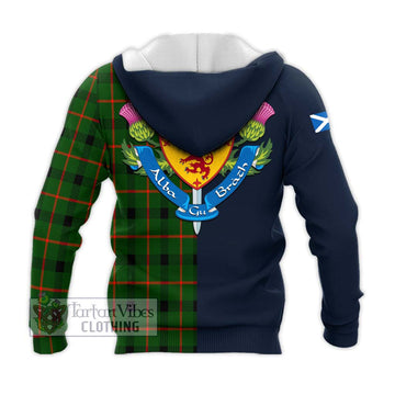 Kincaid Modern Tartan Knitted Hoodie Alba with Scottish Lion Royal Arm Half Style