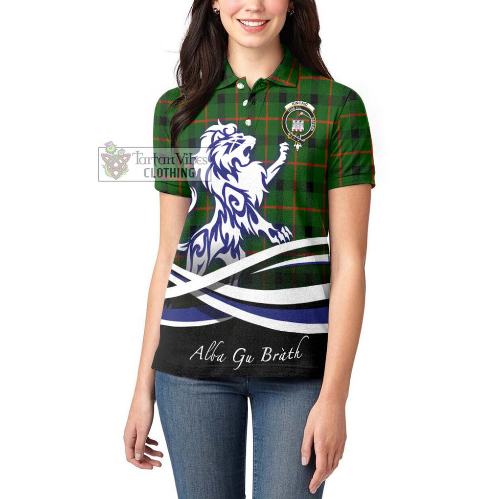 Kincaid Modern Tartan Women's Polo Shirt with Alba Gu Brath Regal Lion Emblem - Tartanvibesclothing Shop